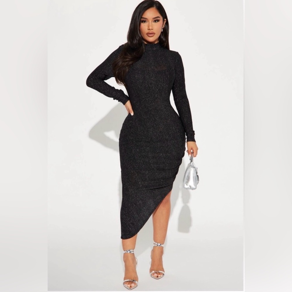 Almost Famous Shimmering Black Sweater Dress size Small